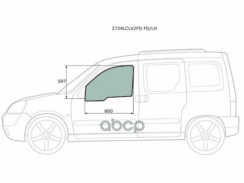 Стекло Боковое Опускное (Спереди/ Слева/ Цвет Зеленый) Citroen Berlingo 96-12 / Peugeot Partner 96-1 XYG арт. 2724LCLV2FD FD/LH