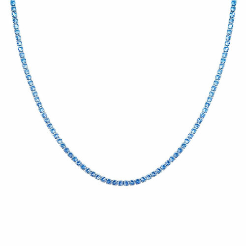 Колье Яхонт, серебро, 925 проба, фианит, длина 27 см., голубой, бесцветный