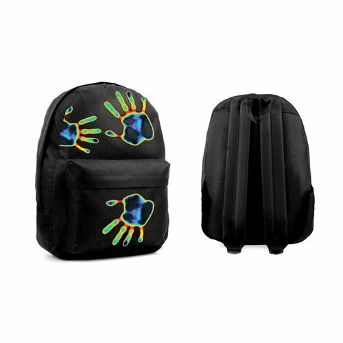 Рюкзак текстильный Отпечаток, с карманом, цвет черный