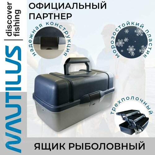 Ящик для снастей Nautilus трехполочный синий NYB3-400 40х22х21см