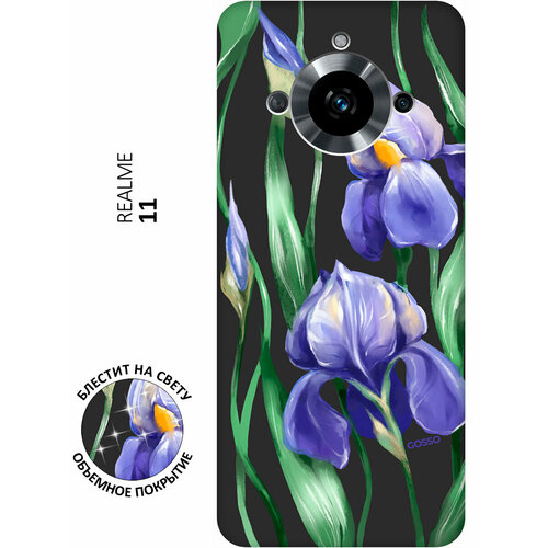 Матовый Soft Touch силиконовый чехол на Realme 11, Рилми 11 с 3D принтом Amazing Irises черный матовый soft touch силиконовый чехол на realme 11 рилми 11 с 3d принтом amazing irises черный