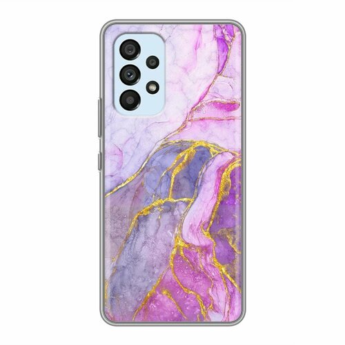 силиконовый чехол фиолетовые цветы на samsung galaxy a33 5g самсунг а33 5г Дизайнерский силиконовый чехол для Самсунг А33 5Ж / Samsung Galaxy A33 5G Мрамор розовый