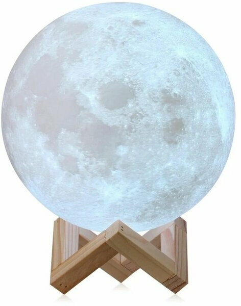 Светильник-ночник детский для сна беспроводной 3D шар Луна Moon Lamp светодиодный беспроводной, лампа настольная с пультом, 15 см - фотография № 3