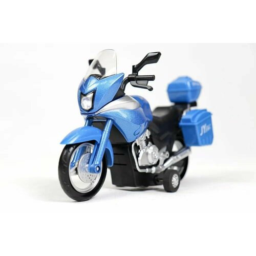 фото Игрушечный инерционный мотоцикл для детей, синий (со светом и звуком) юг тойз