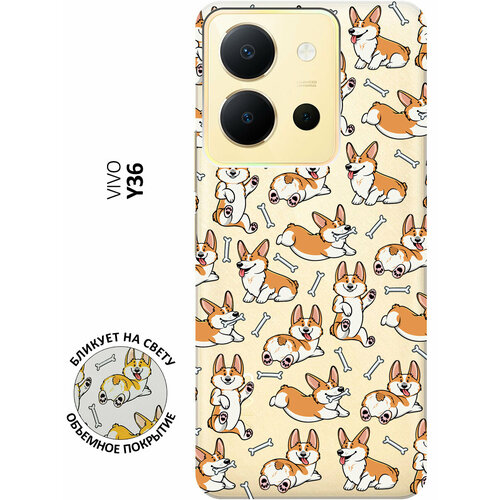 Силиконовый чехол с принтом Corgi Pattern для Vivo Y36 / Виво У36 силиконовый чехол на vivo y36 виво у36 silky touch premium с принтом relax for corgi сиреневый