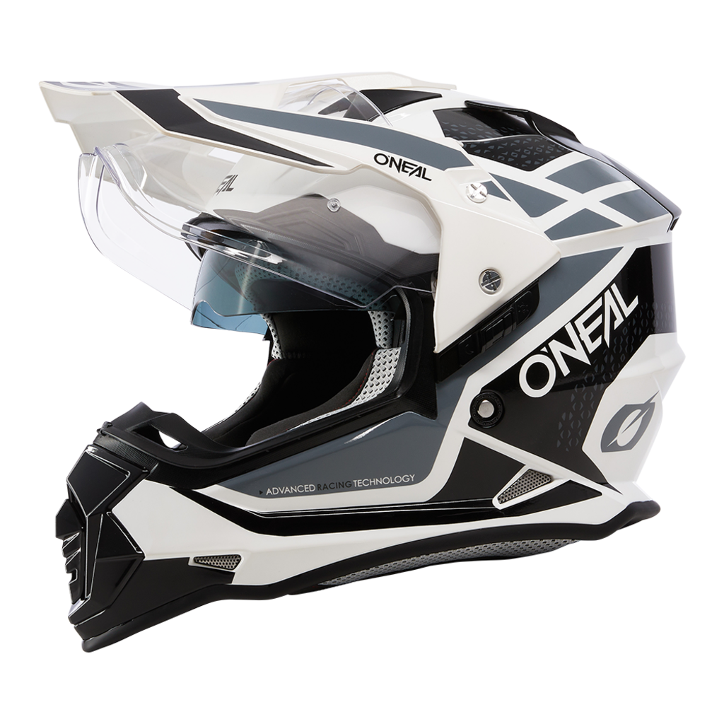 Шлем кроссовый со стеклом ONEAL Sierra R V24 белый, глянец, белый/черный, размер S