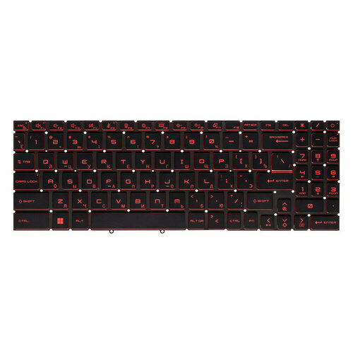 Клавиатура для MSI Katana GF76 11UE, GF76 11UC, GF76 11UD, GF76 12UE, GF76 12UG, GF76 12UGS, MSI Sword 15 A11UE, Bravo 15 B5DD с красной подсветкой кулер для msi katana gf66 11sc 11uc 11ud 11ue 11ug 12ue 12ug 12ugs gf76 11sc 11uc 11ud 11ue 12uc 12ud 12ue 12ug 12ugs сpu