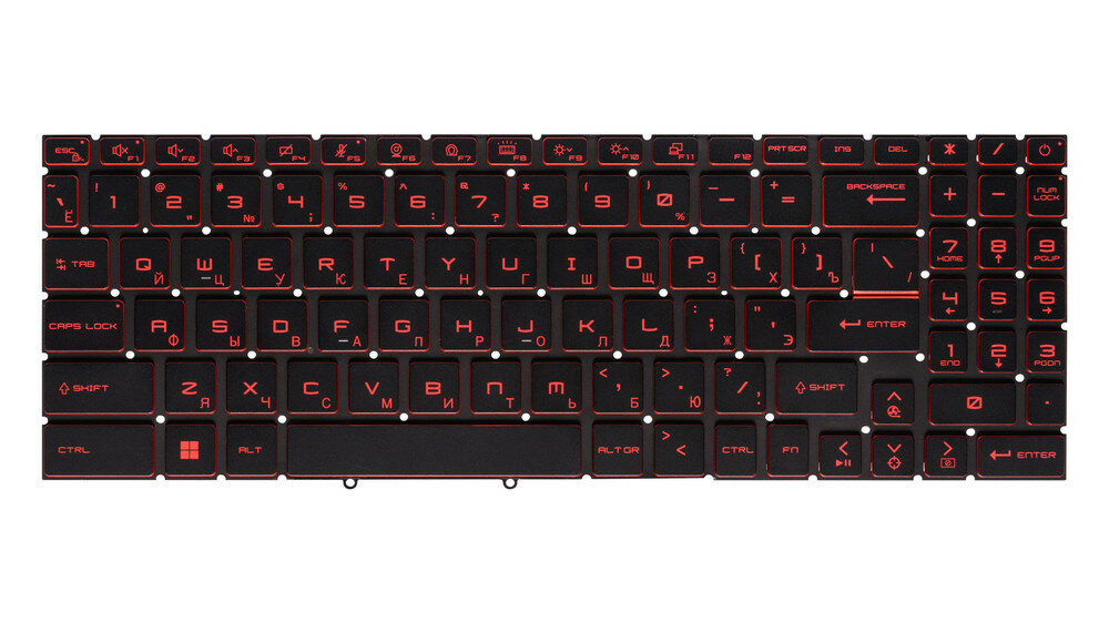 Клавиатура для MSI Katana GF76 11UE GF76 11UC GF76 11UD GF76 12UE GF76 12UG GF76 12UGS MSI Sword 15 A11UE Bravo 15 B5DD с красной подсветкой