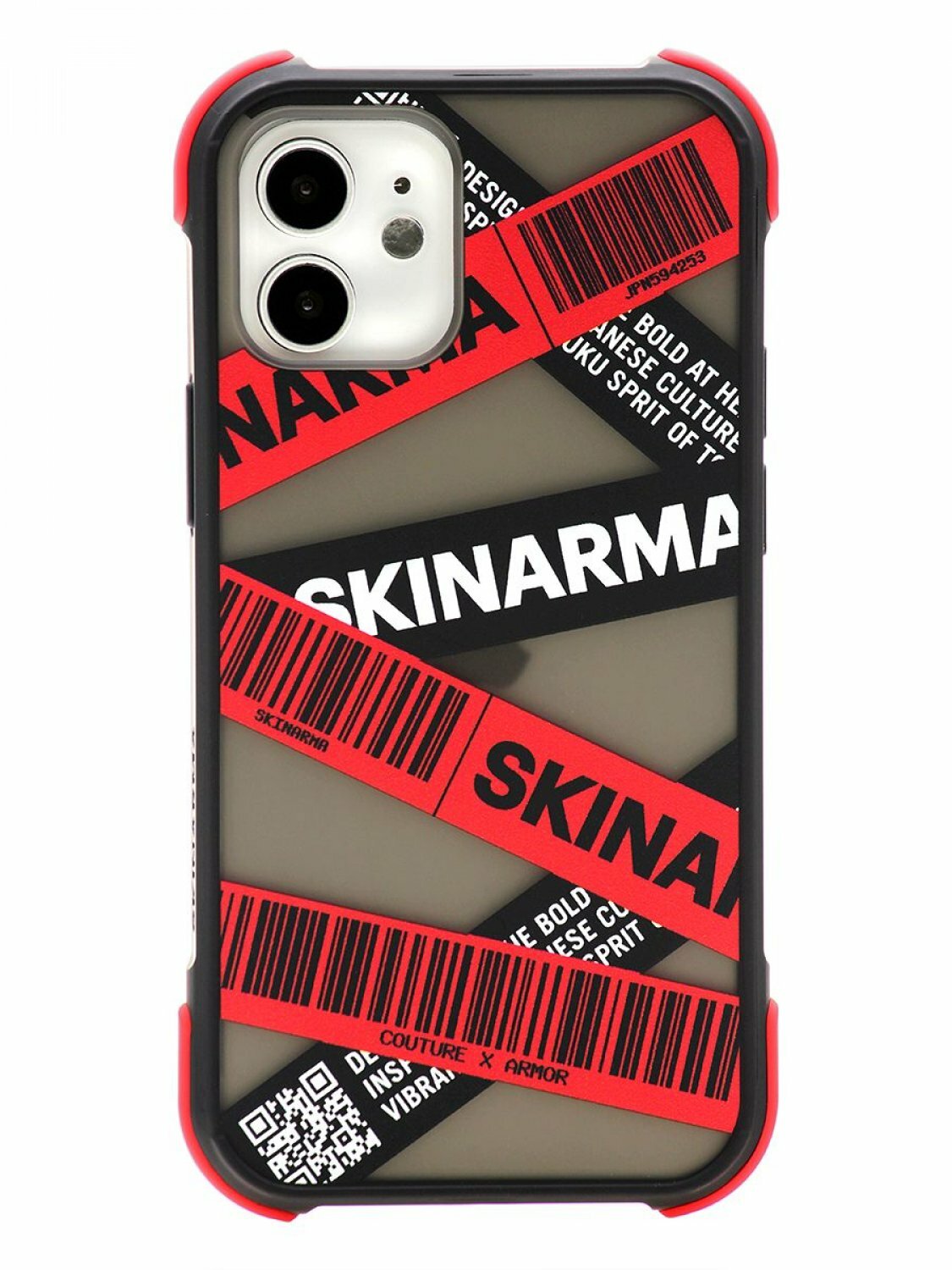 Чехол для iPhone 12 mini Skinarma Kakudo Red, противоударная пластиковая накладка с рисунком, матовый силиконовый бампер с защитой камеры