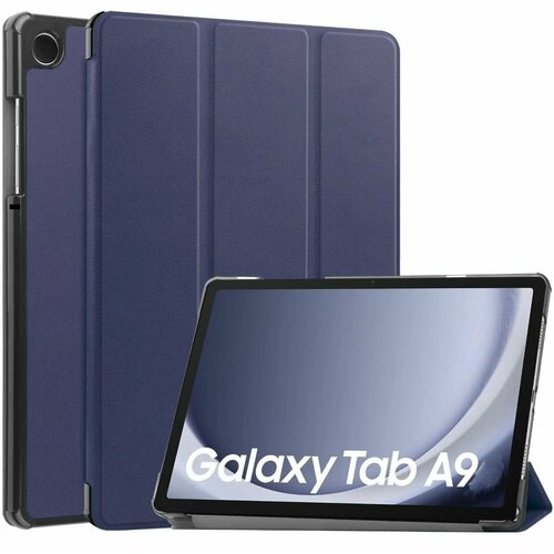 защитное стекло для samsung galaxy tab a9 a9 8 7 на планшет самсунг галакси гелекси галекси таб а9 а9 Samsung Galaxy Tab A9 8.7 2023 sm-x110 x115 чехол книжка с магнитом, темно-синий для Самсунг Галакси Таб а9 2023