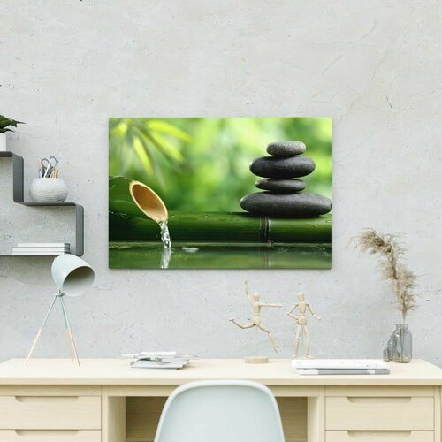 Интерьерная картина на натуральном холсте - Дзен. Японский сад, 40 х 60 см.