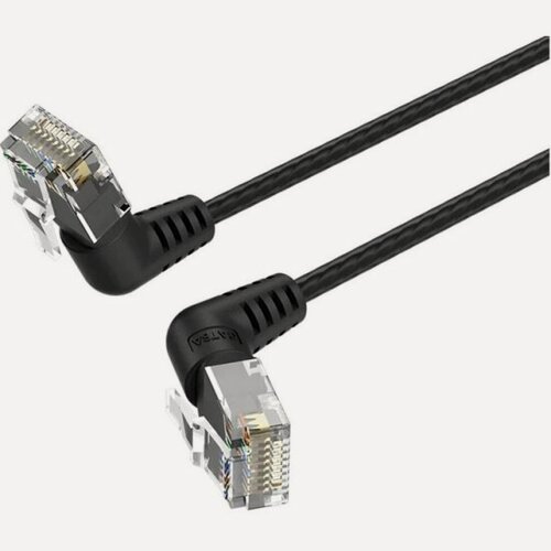 Изображение товара Патч-корд Vention прямой UTP cat.6a, RJ45 угол 90 - 1м. Черный (IBOBF)