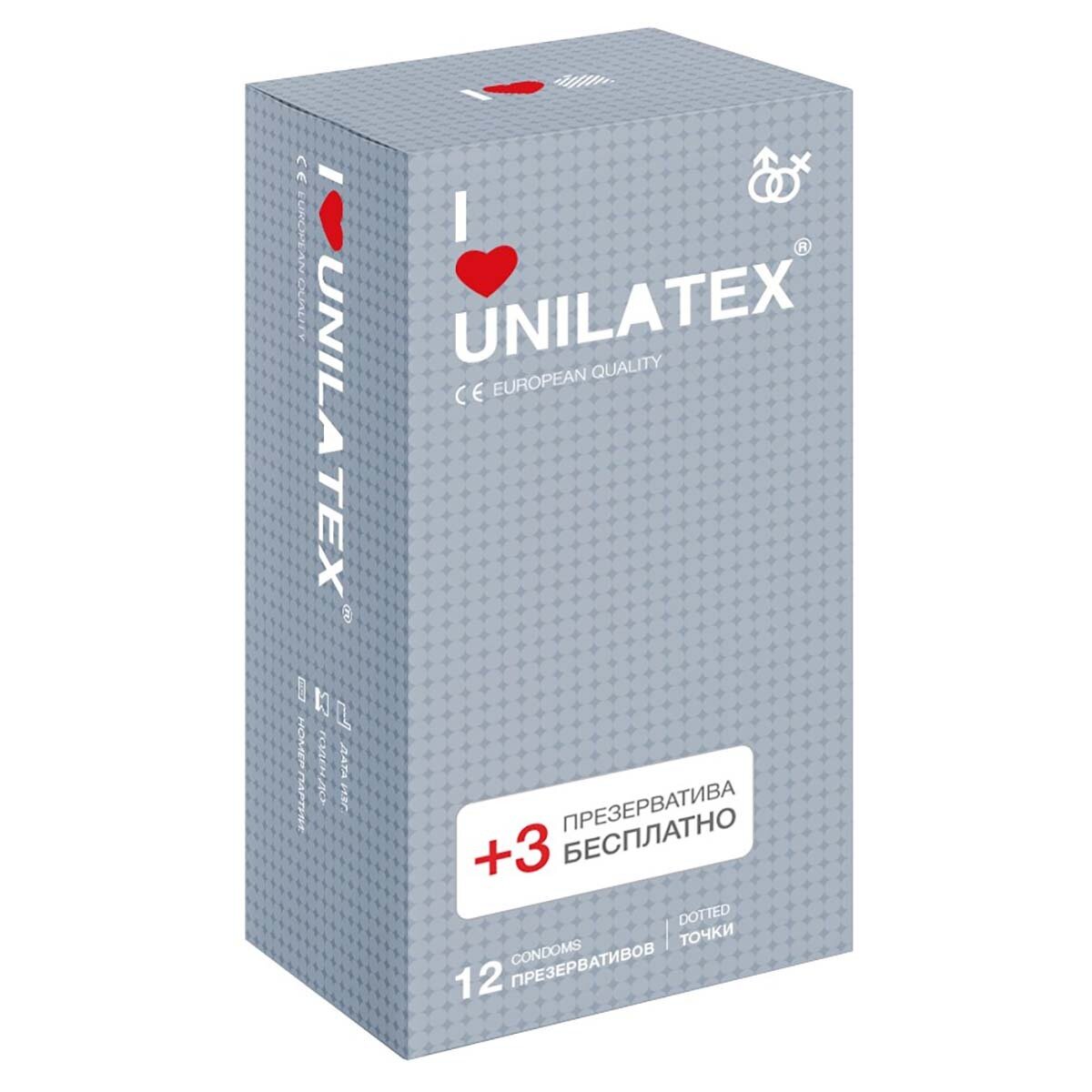 Презервативы с точками Unilatex Dotted 1 уп (12+3 шт)