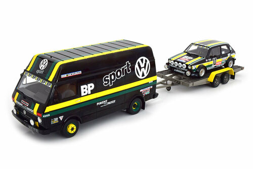 VW volkswagen set with LT35 and rabbit (golf) 1 gti NO.10. rally tour de france panciatici 1981 with trailer limited edition 2000 pcs.