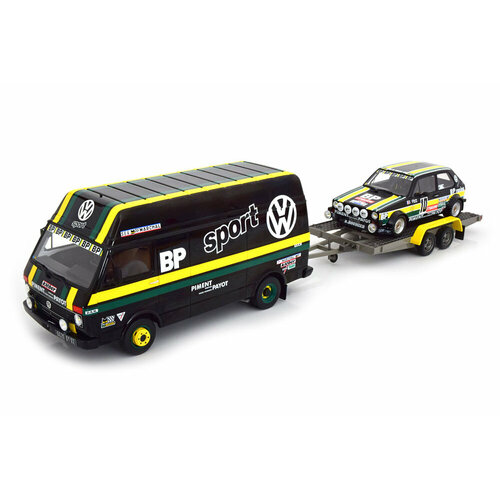 VW volkswagen set with LT35 and rabbit (golf) 1 gti NO.10. rally tour de france panciatici 1981 with trailer limited edition 2000 pcs.