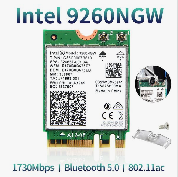 Bluetooth+Wi-Fi адаптер Intel 9260NGW. AC, зеленый