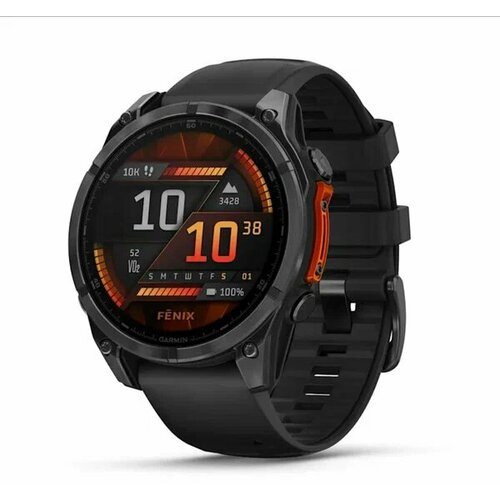 Умные часы Garmin Fenix 8 47 мм Amoled Slate Gray with Black Silicone Band (010-02904-00) серый, черный, зелёный