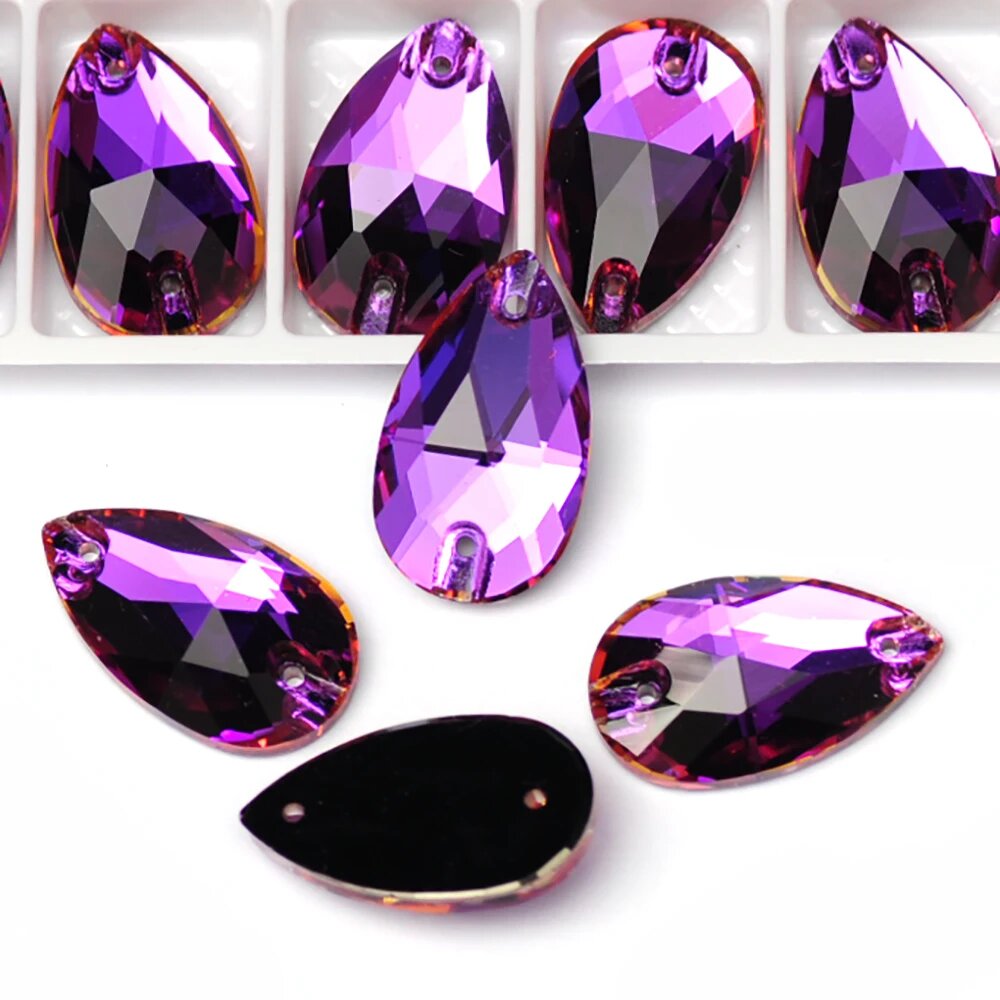 Гелиотропные кристаллы K9 для декора одежды 11x18mm-18pcs Фиолетовый