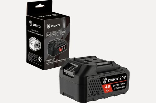 Изображение товара Аккумулятор DEKO UNV4.0 EXTRA 063-4496 Li-Ion слайдер, черный, 20 В 4 Ач