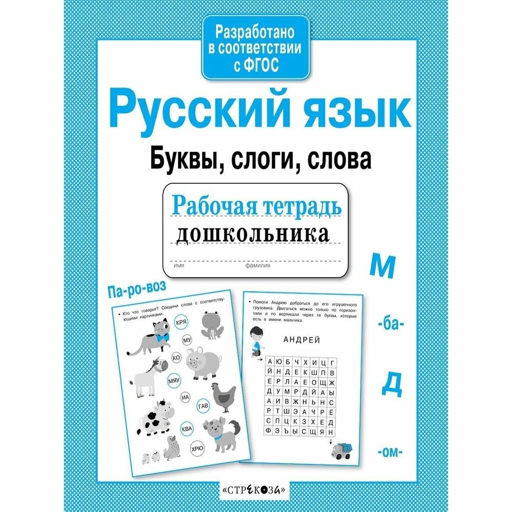 Рабочая тетрадь дошкольника Стрекоза Русский язык. Буквы, слоги, слова. 2019 год, А. В. Савранская