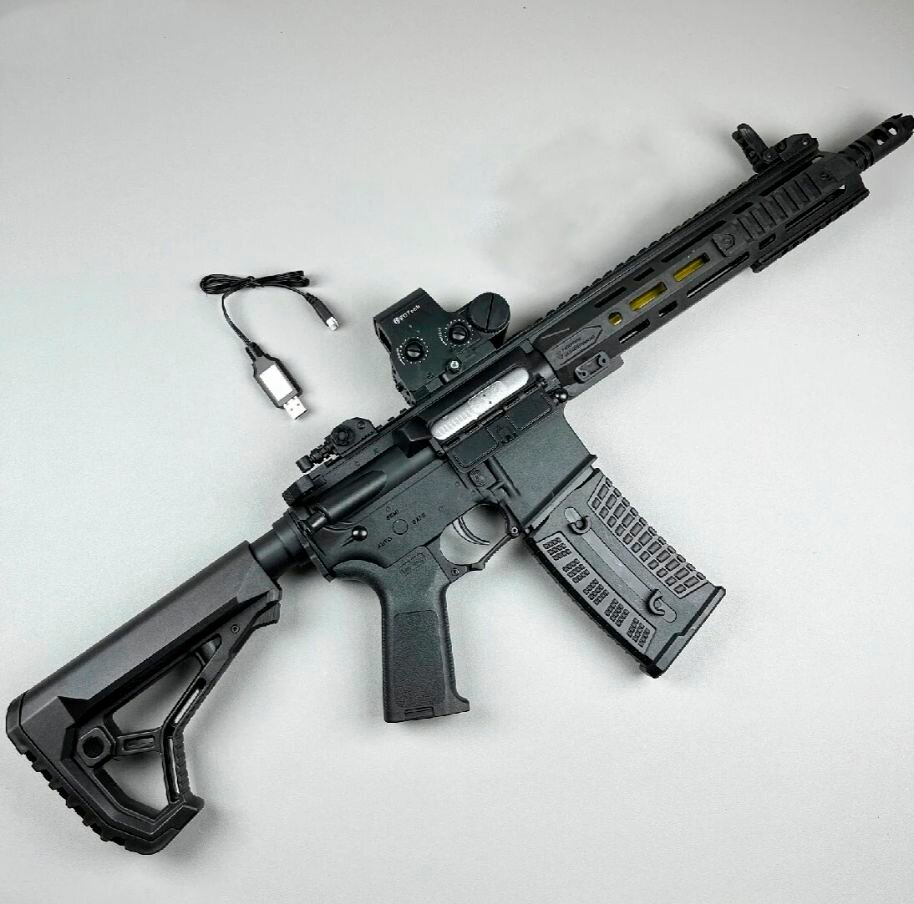 Орбиз автомат AR-15, F4 С сумкой, нейлон и металл, стреляет мягкими шариками, гидрогеилевый автомат, гидробольный AR-15 черный