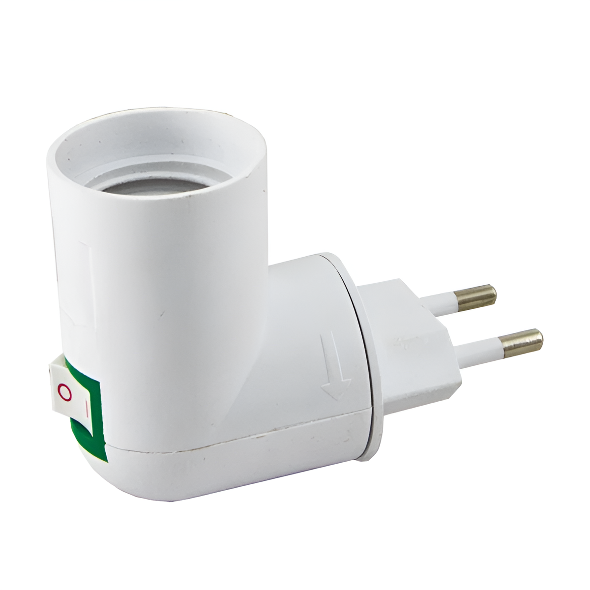 Переходник вилка-патрон Е27 с выключателем полипропилен белый 0.5A 230V для ламп и светильников