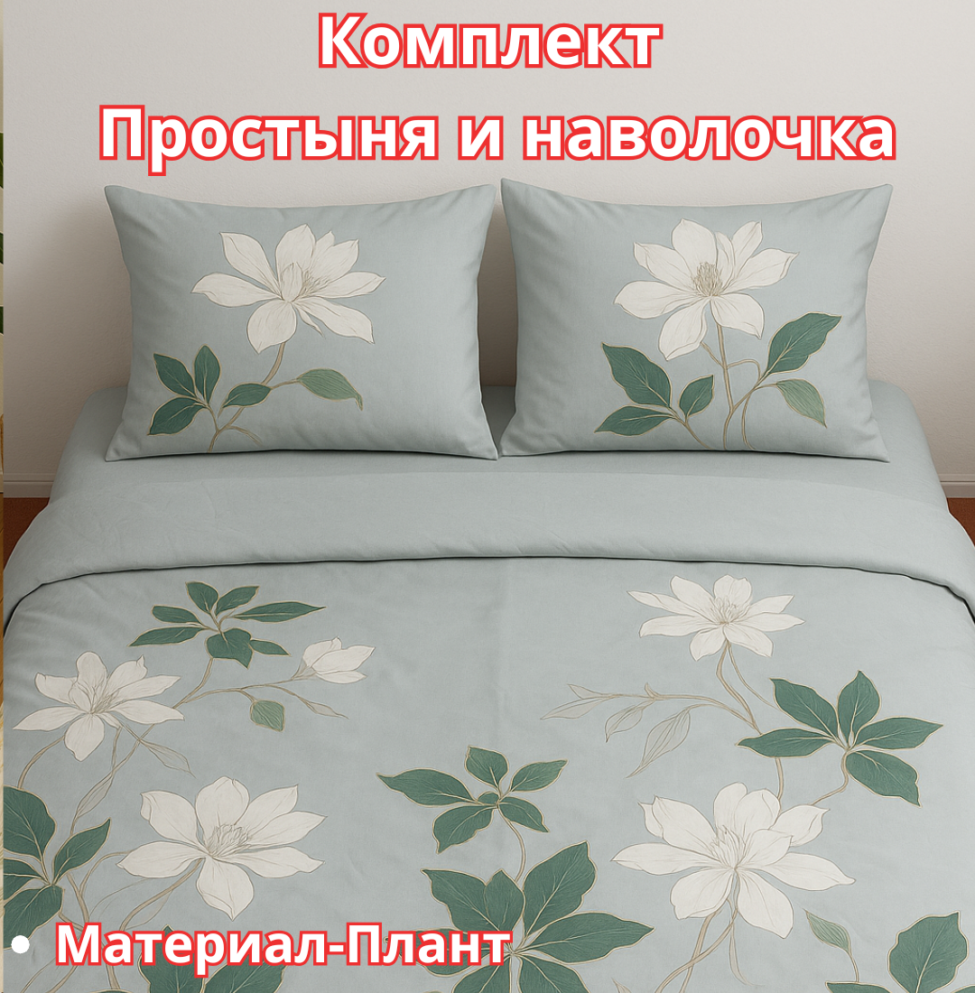 Постельное белья "Простыня и наволочка" размер евро стандарт