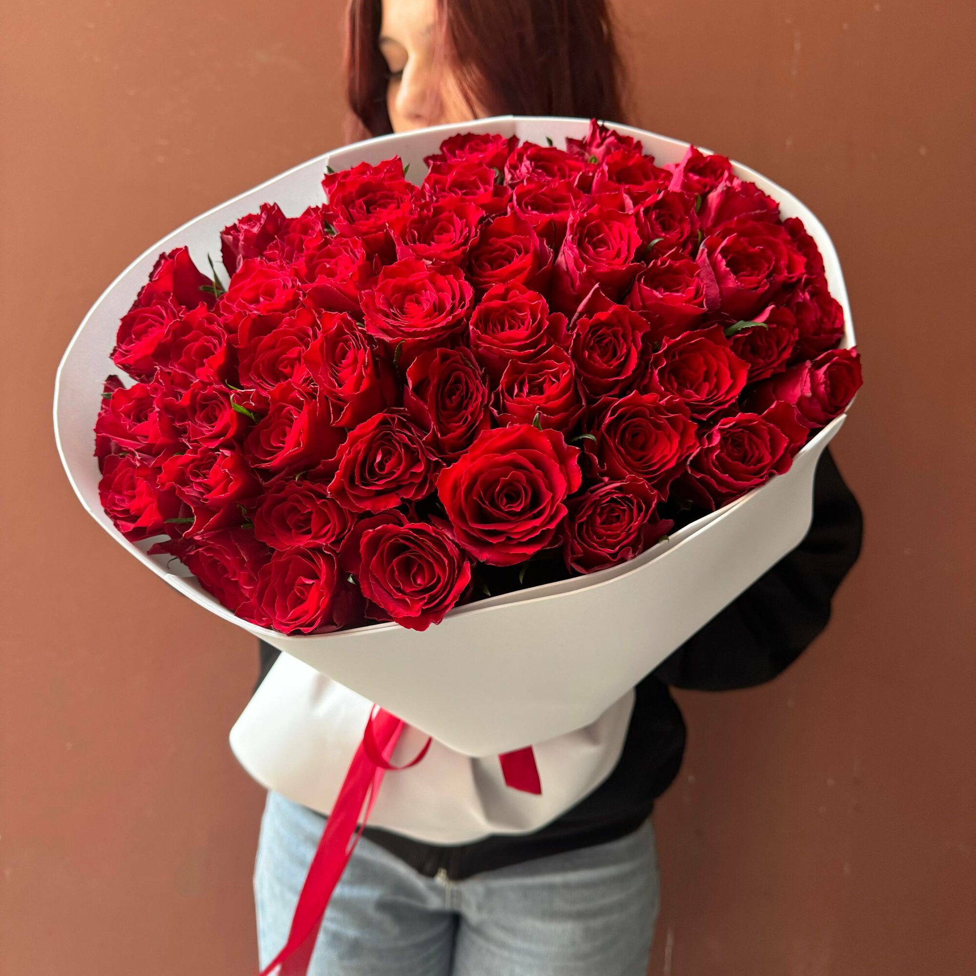 Букет из 51 красной розы Кения 40 см
