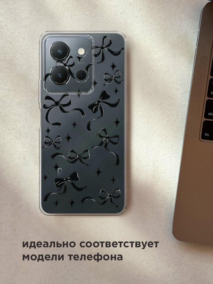 Чехол на Vivo Y36 4G / Виво Y36 4G с принтом "Милые чёрные бантики 4" — фото 1