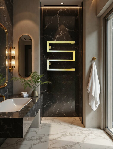 Изображение товара Полотенцесушитель водяной SNAKE-2 60х50 (см) Золото матовое Угловое подключение