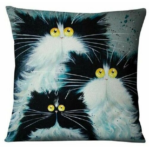 Подушка декоративная Три Кота Семейка 40х40 велюр подарок на 23 февраля любимому мужчине на день рождения, юбилей, годовщину