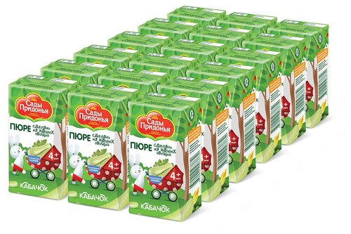 Пюре Сады Придонья кабачок, с 4 месяцев, Tetra Pak, 125 г, 18 шт.