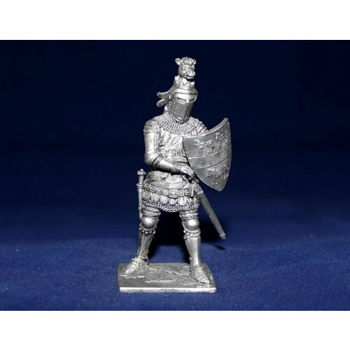Коллекционная оловянная миниатюра, солдатик в масштабе 54мм( 1/32)Сэр Хью Калвли. Англия, 2-я пол. 14 в