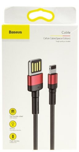 Data кабель USB Baseus, Cafule Cable CALKLF-G91 для iP5, 1м красно-черный