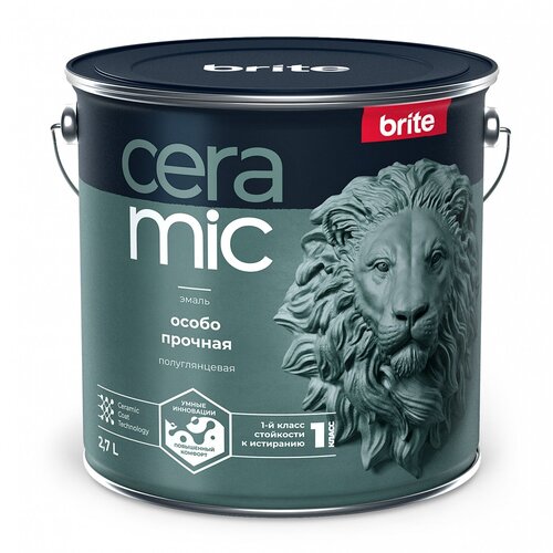 Эмаль Brite® Ceramic особо прочная акриловая полуглянцевая, база А, 2.7 л