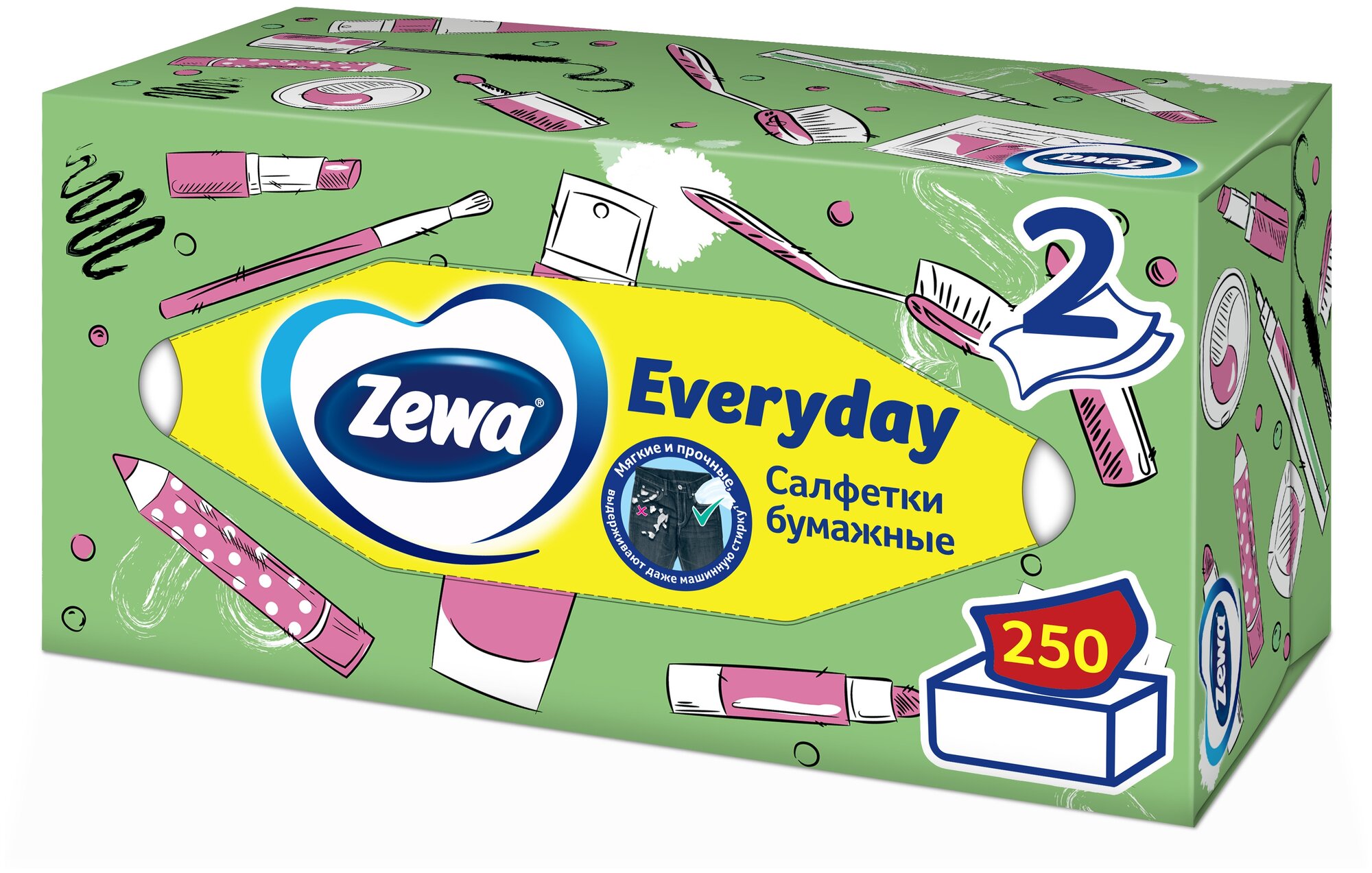 Салфетки бумажные в коробке Zewa Everyday, 2 слоя, 250 шт. - фотография № 1