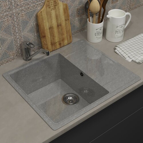Кухонная мойка из искусственного камня Uperwood ECON UPD-201-003, прямоугольная, серая