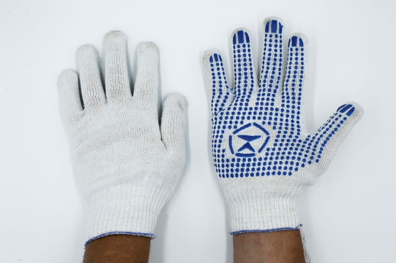 Перчатки ХБ, с ПВХ покрытием, 10 класс вязки, XL размер, 15 пар, 4 нити - фотография № 3