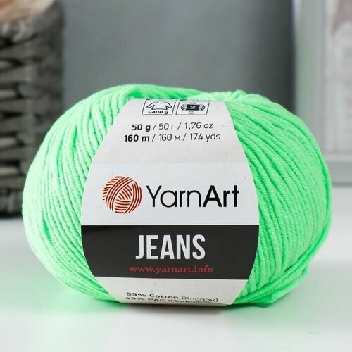 Пряжа для вязания 55 хлопок 45 акрил 160м50гр 60 зеленое яблоко 540₽