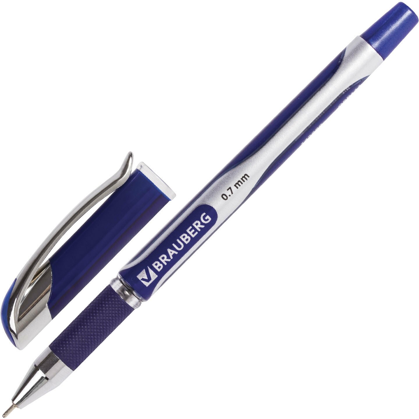 Ручка шариковая Brauberg масляная с грипом "Sigma Plus", синяя, печать, узел 0,7 мм, линия письма 0,35 мм (OBP111)