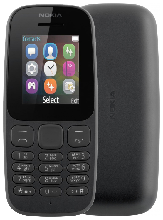 Телефон Nokia 105 Dual sim 2017, 2 SIM, черный