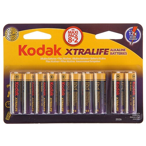 Батарейка Kodak Xtralife Alkaline AA, в упаковке: 10 шт. элемент питания kodak max lr6 bl2 kaa 2 40 200 13000