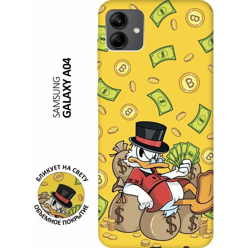 Матовый чехол Rich Scrooge для Samsung Galaxy A04 / Самсунг А04 с 3D эффектом желтый матовый чехол rich scrooge для samsung galaxy a04 самсунг а04 с 3d эффектом желтый