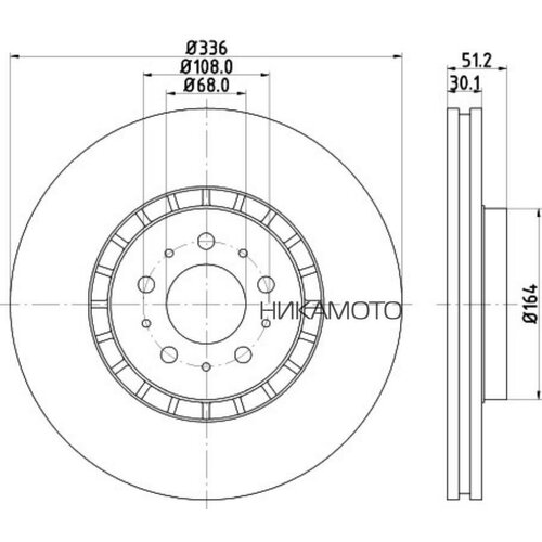 BEHR-HELLA 8DD 355 110-591 Диск тормозной VOLVO XC90 02> R17 передний вент. D 336мм