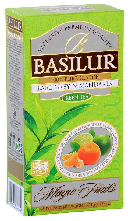 Чай зеленый Basilur Волшебные фрукты "Эрл-грей и мандарин", 25пак. - фотография № 1