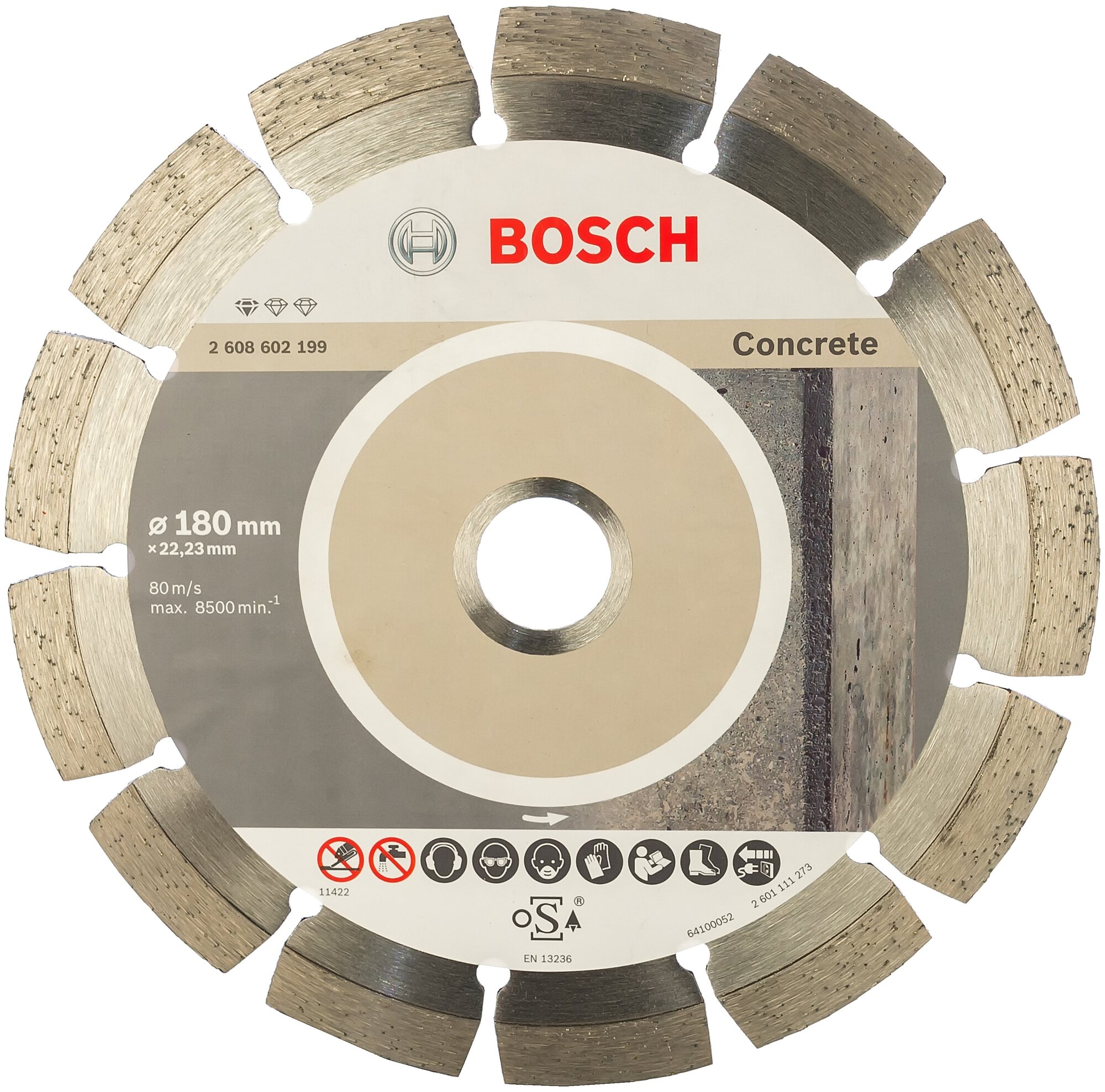 Диск алмазный BOSCH Standard Concrete сегментный 180*20*10*2223 мм 2.608.602.199