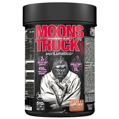 фото Zoomad labs moons truck предтренировочный комплекс 30 порций, 510 г, клубничный взрыв