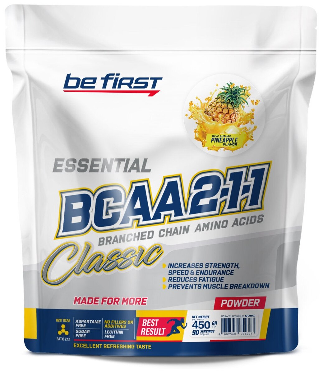 Аминокислоты Be First bcaa 2:1:1 powder 450 гр, дойпак, ананас