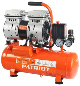 <b>Компрессор</b> безмасляный PATRIOT WO 10-120, 10 л, 0.65 кВт WO 10-120 легкий и тихий безмасляный двухпо