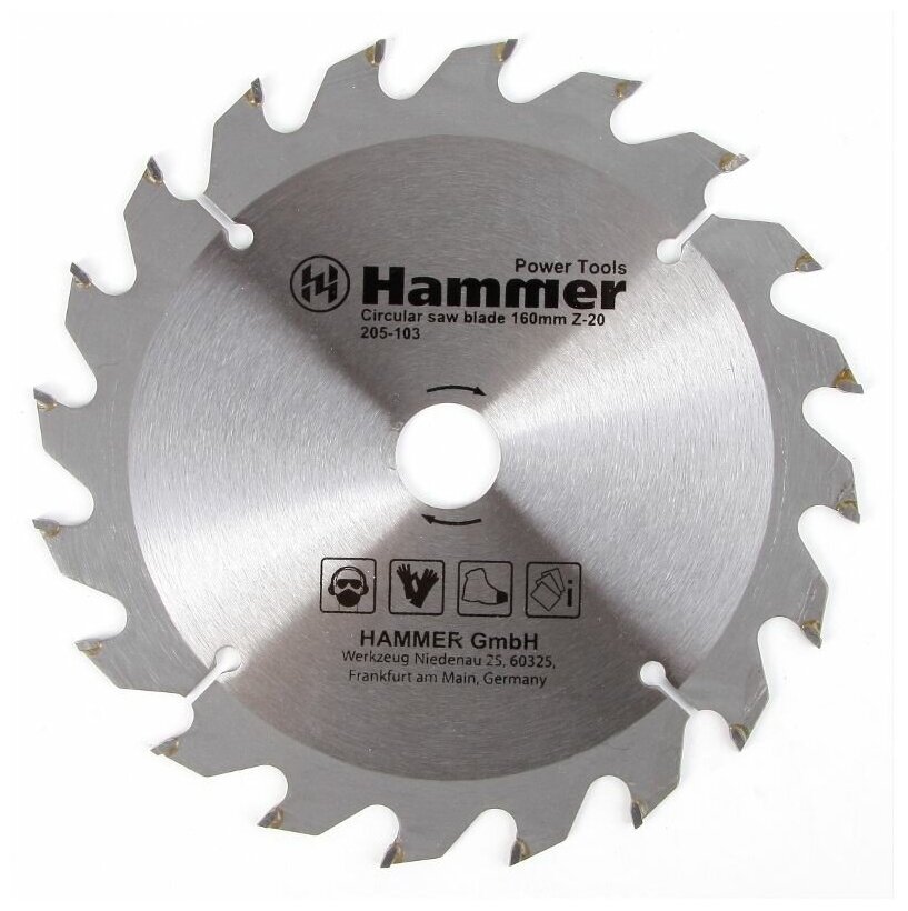 Диск пильный по дереву 160х20/16х20, CSB WD, Hammer Flex, 205-103, 30653